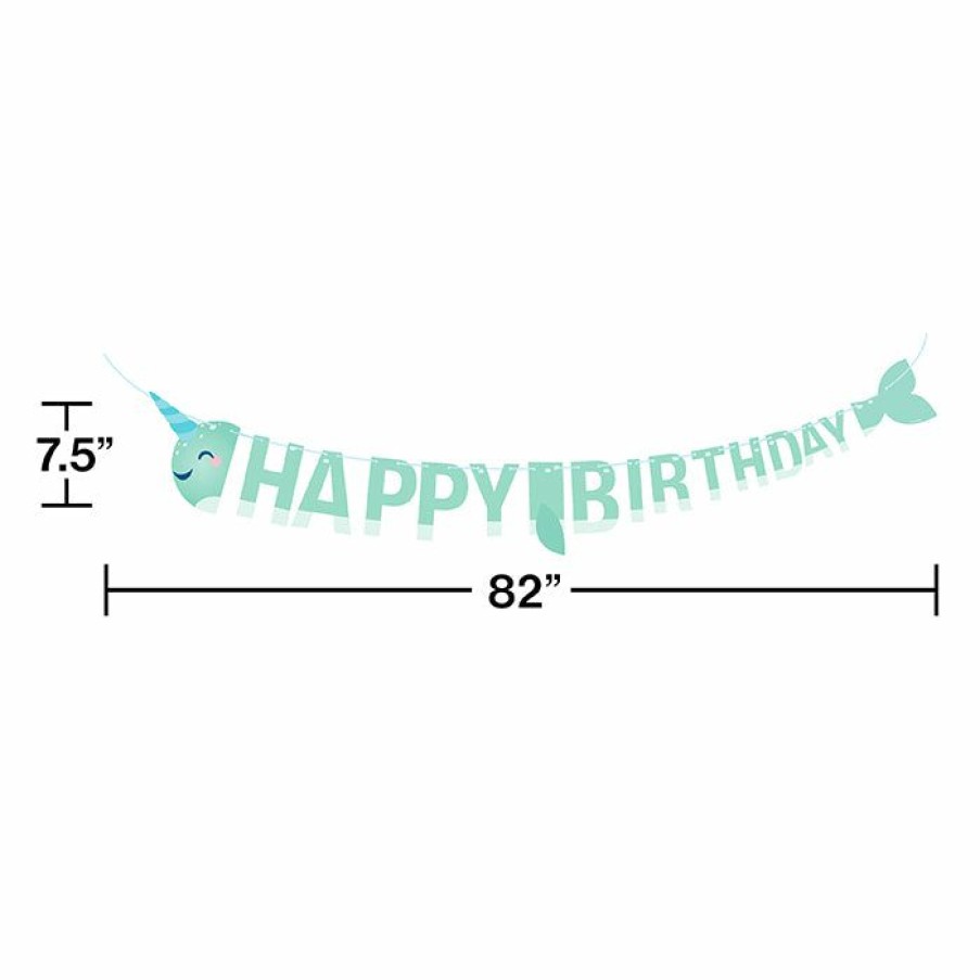 Birthdays * | Creative Converting Narwhal Party Shaped Banner With Ribbon