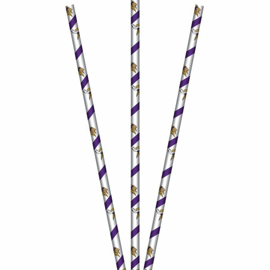 Sports * | Creative Converting Nfl And Football Party Supplies Minnesota Vikings Paper Straws, 24 Ct