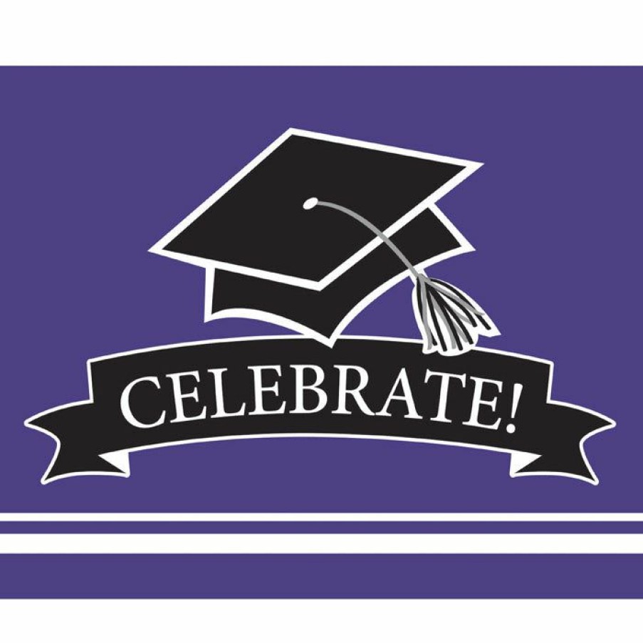 Graduation Party Supplies * | Creative Converting Graduation Party Supplies Graduation School Spirit Purple Invitations, 25 Ct