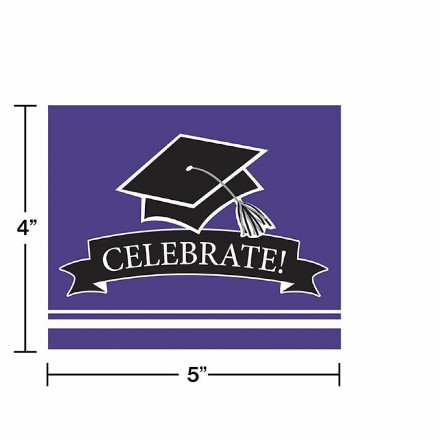 Graduation Party Supplies * | Creative Converting Graduation Party Supplies Graduation School Spirit Purple Invitations, 25 Ct