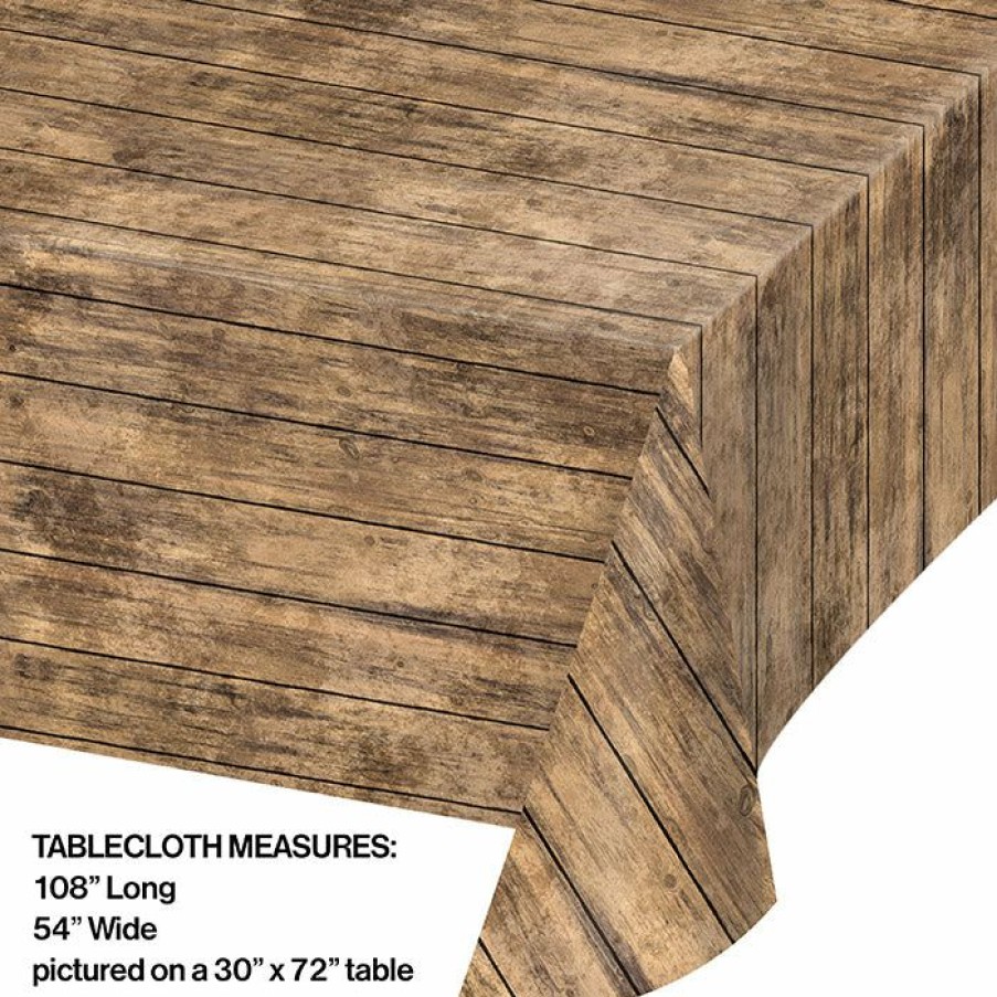 Themed Tableware * | Creative Converting Wood Grain Plastic Table Cover, 54 X 108