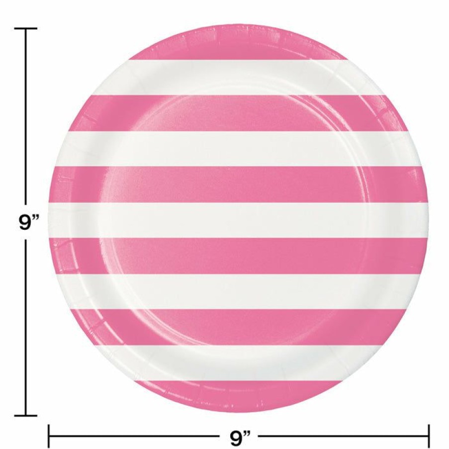 Themed Tableware * | Creative Converting Dots & Stripes Candy Pink Paper Plates, 8 Ct