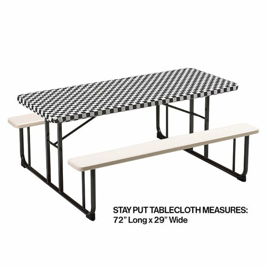 Sports * | Creative Converting Stay Put Tablecover Black Check, 29 X 72