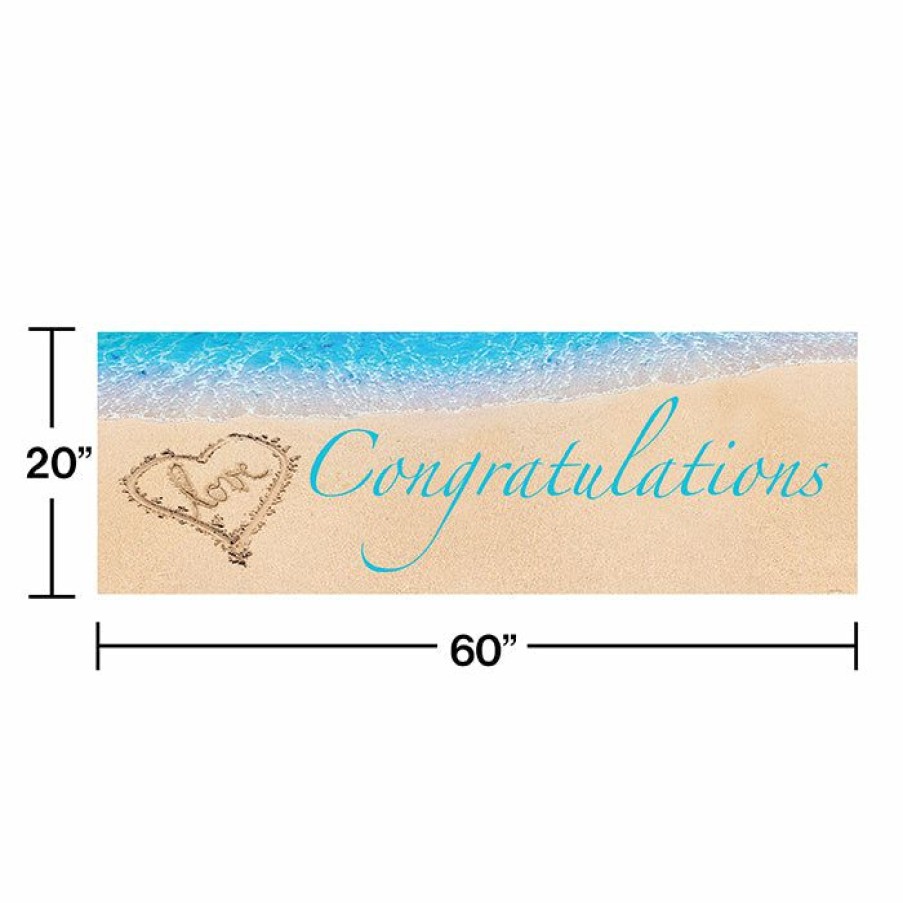 Bridal And Wedding * | Creative Converting Beach Love Giant Party Banner Bridal And Wedding