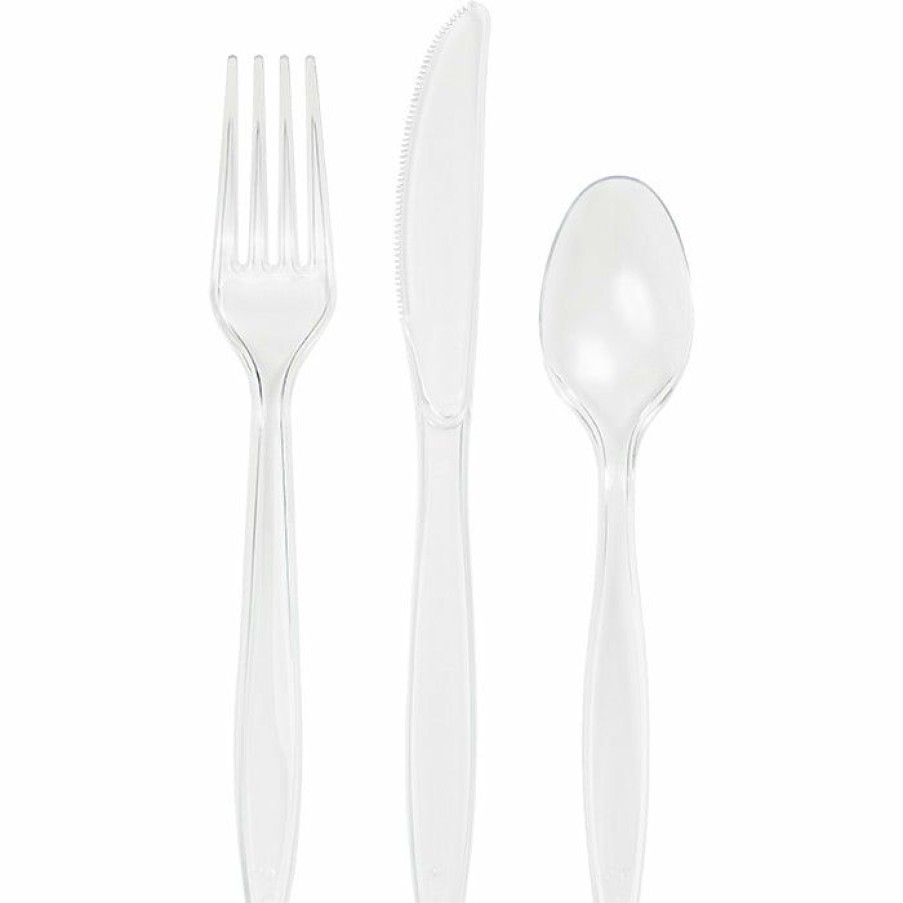 Solid Color Tableware * | Creative Converting Clear Assorted Plastic Cutlery, 24 Ct