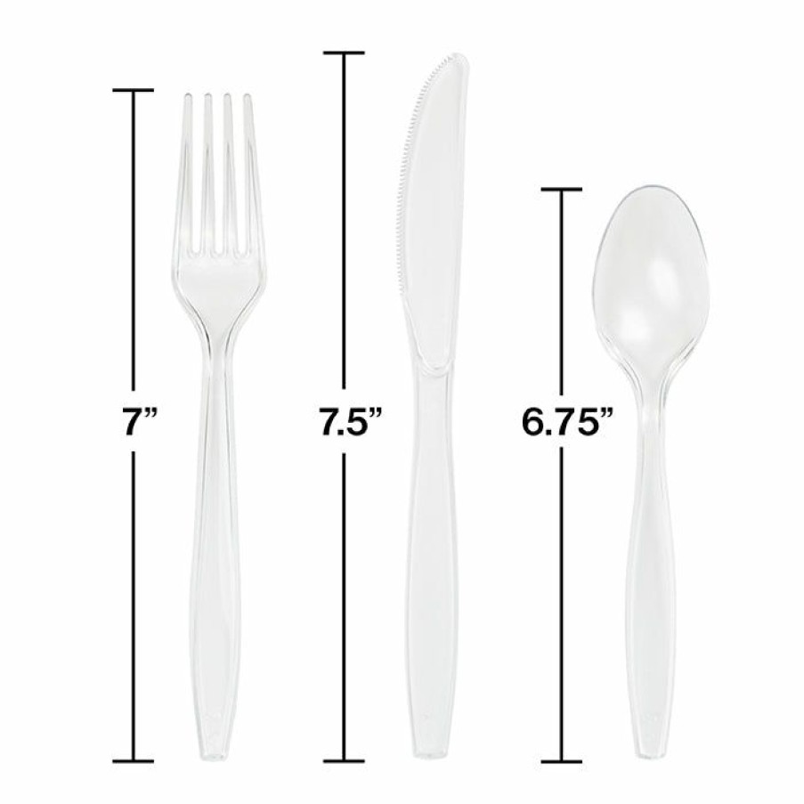 Solid Color Tableware * | Creative Converting Clear Assorted Plastic Cutlery, 24 Ct