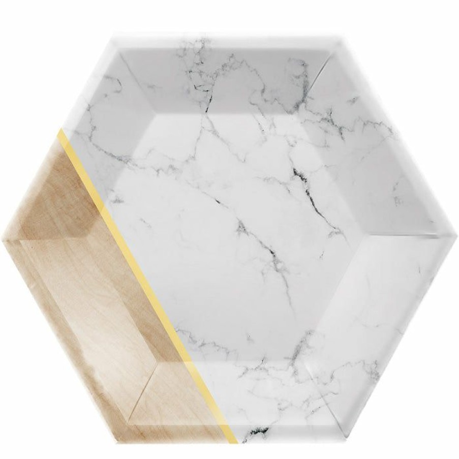 Themed Tableware * | Creative Converting Dessert Plate, 8 Hexagon, Marble, 8 Ct