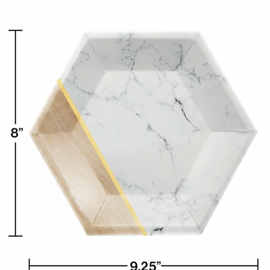 Themed Tableware * | Creative Converting Dessert Plate, 8 Hexagon, Marble, 8 Ct