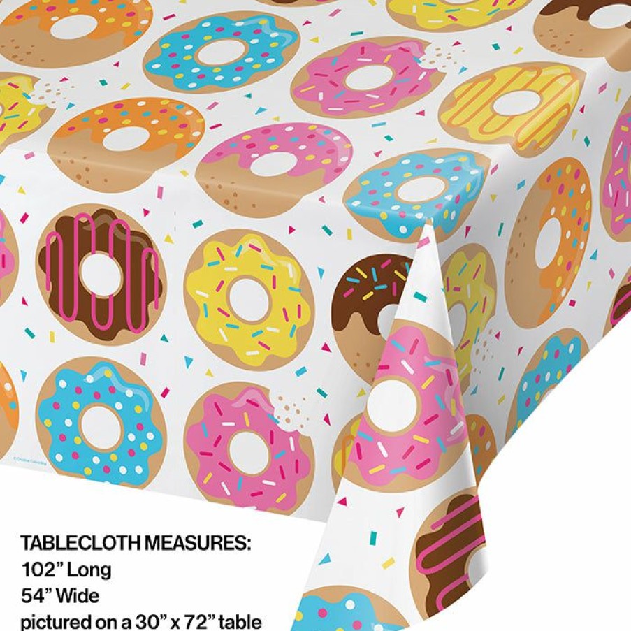 Birthdays * | Creative Converting Donut Time Plastic Tablecover All Over Print, 54 X 102 Kids Birthday Party Themes