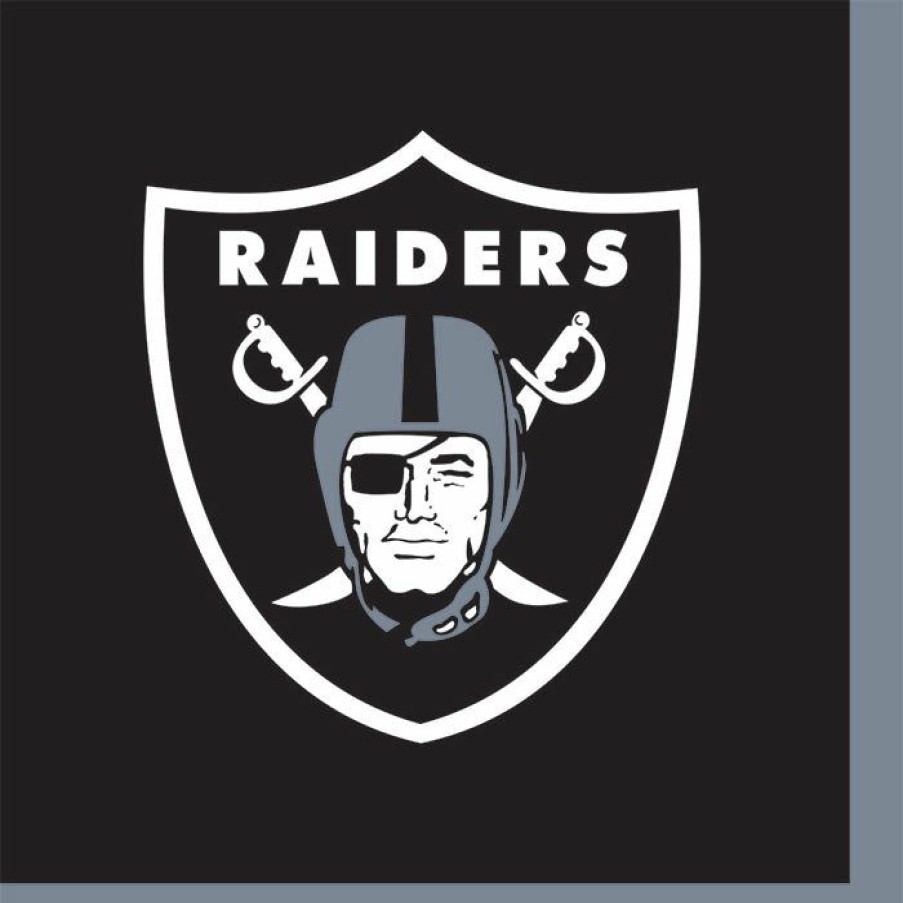 Sports * | Creative Converting Las Vegas Raiders Beverage Napkins, 16 Ct Nfl And Football Party Supplies