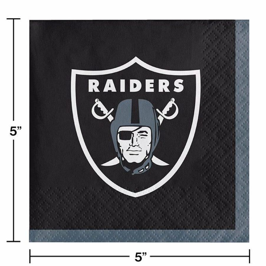 Sports * | Creative Converting Las Vegas Raiders Beverage Napkins, 16 Ct Nfl And Football Party Supplies