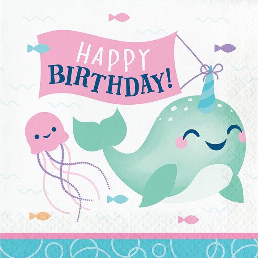 Birthdays * | Creative Converting Kids Birthday Party Themes Narwhal Party Luncheon Napkin, Happy Birthday 16Ct