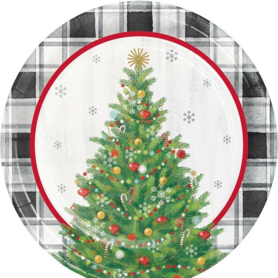 Holidays * | Creative Converting Christmas Party Supplies Holiday Tree Dessert Plate, 8 Ct