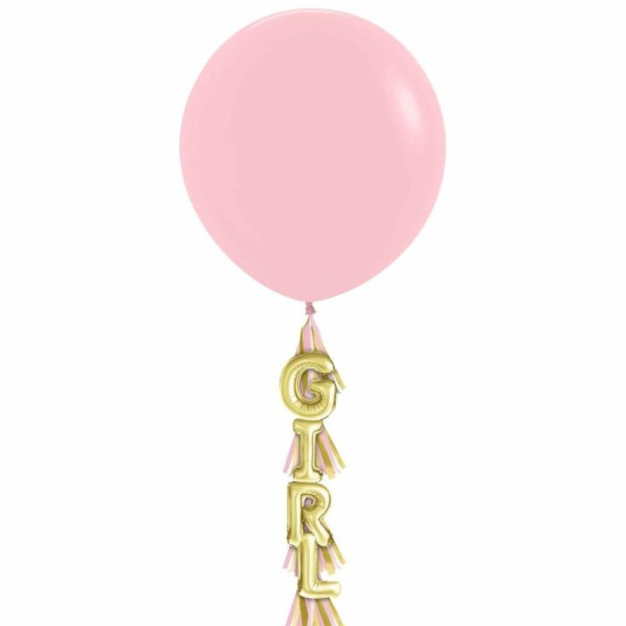 Baby Showers * | Creative Converting 36 Latex Balloon With Tassel, Girl (1/Pkg) Baby Showers