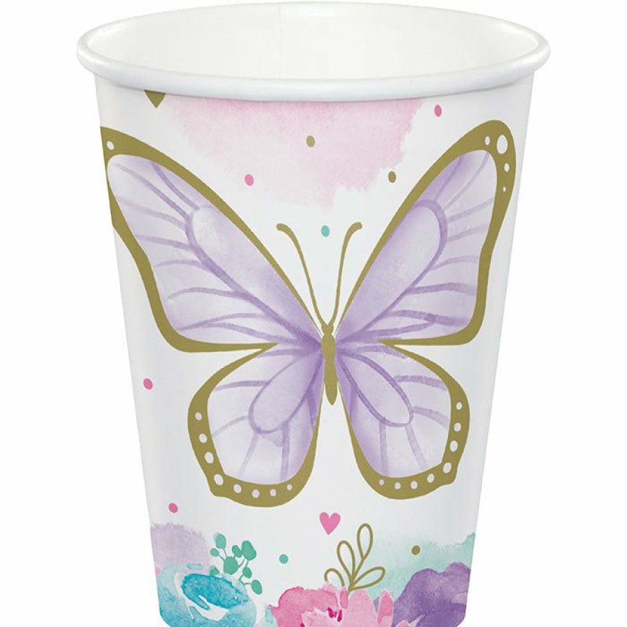 Birthdays * | Creative Converting Butterfly Shimmer Hot/Cold Cup 9Oz. 8Ct