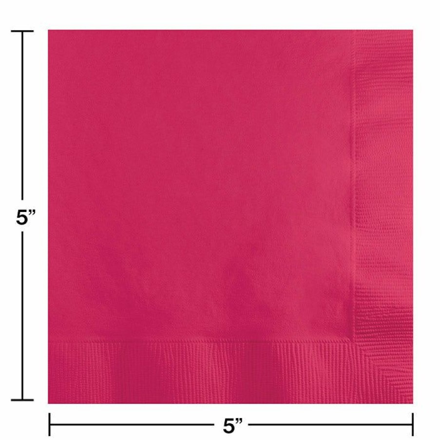 Solid Color Tableware * | Creative Converting Hot Magenta Beverage Napkin 2Ply, 50 Ct Solid Color Tableware