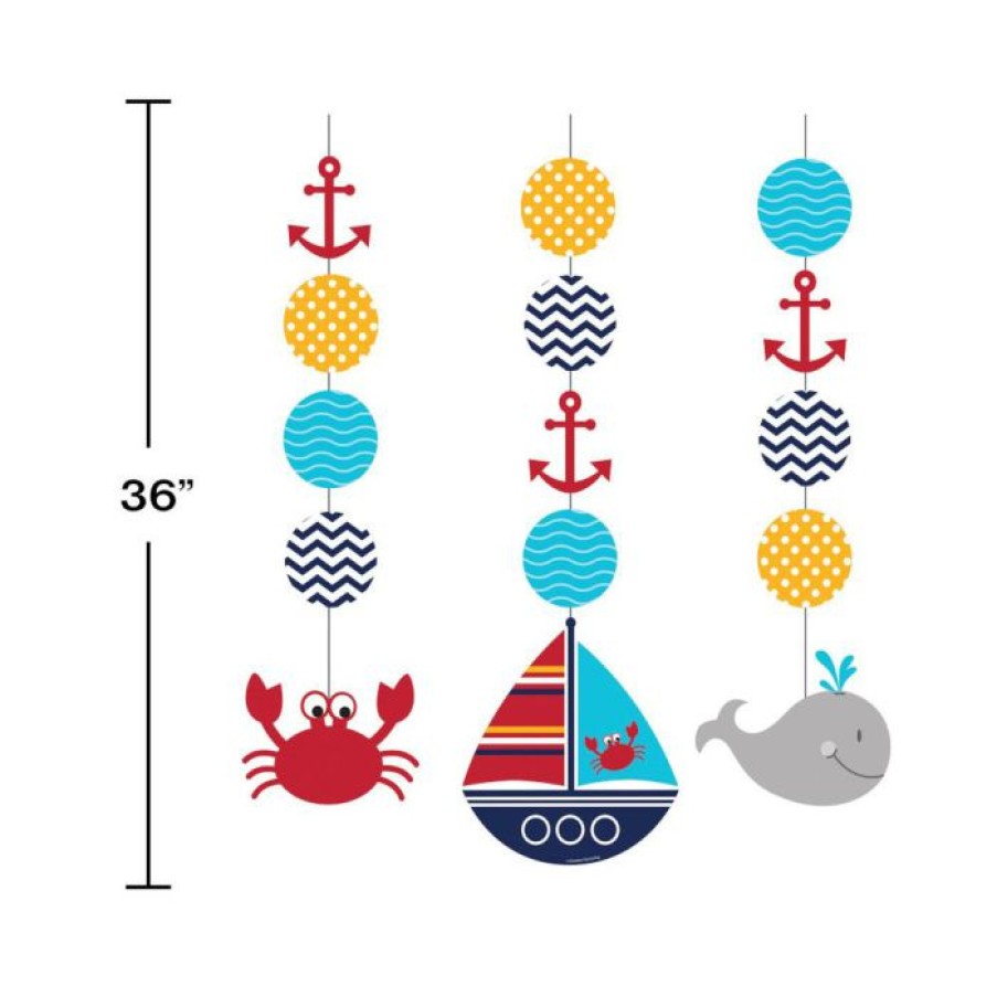 Baby Showers * | Creative Converting Ahoy Matey! Hanging Cutouts (18/Case) Baby Showers