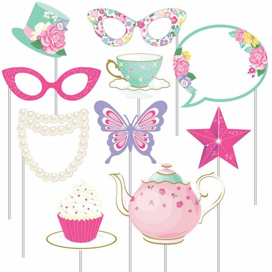 Birthdays * | Creative Converting Kids Birthday Party Themes Floral Tea Party Photo Props, 10 Ct