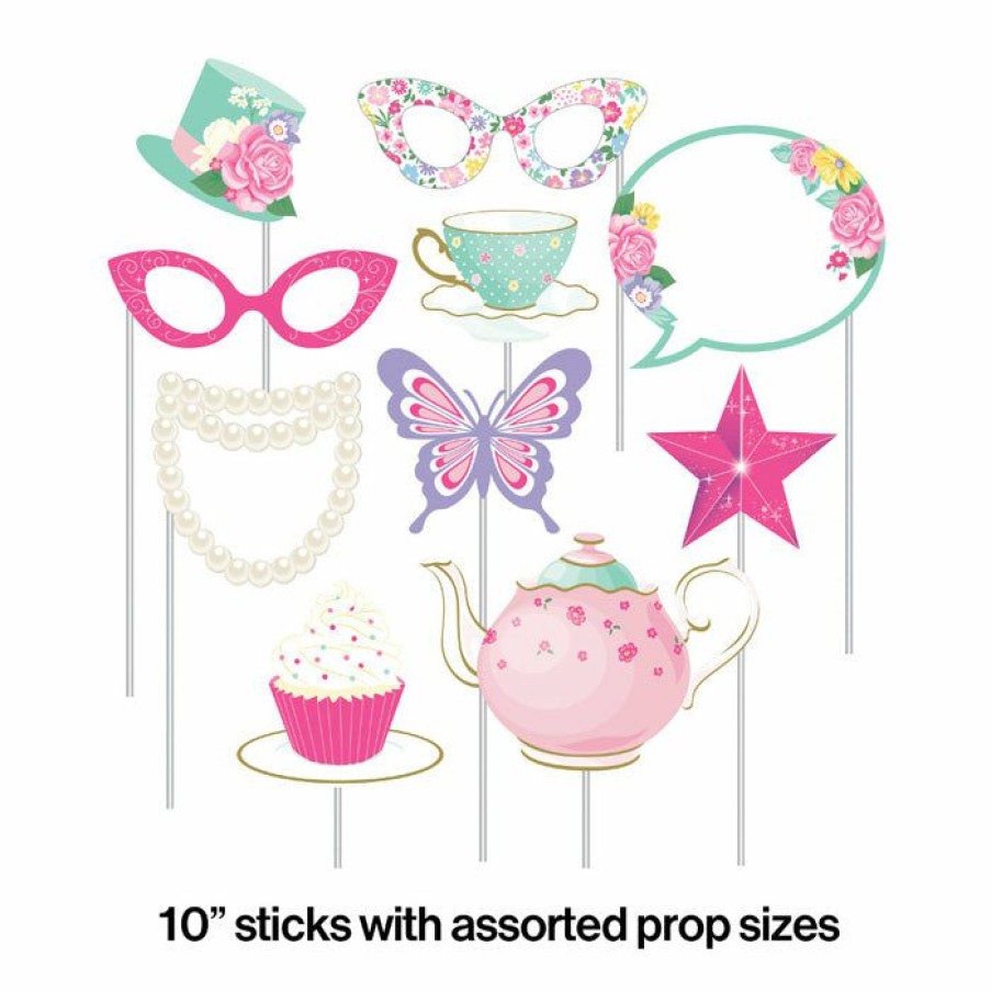 Birthdays * | Creative Converting Kids Birthday Party Themes Floral Tea Party Photo Props, 10 Ct