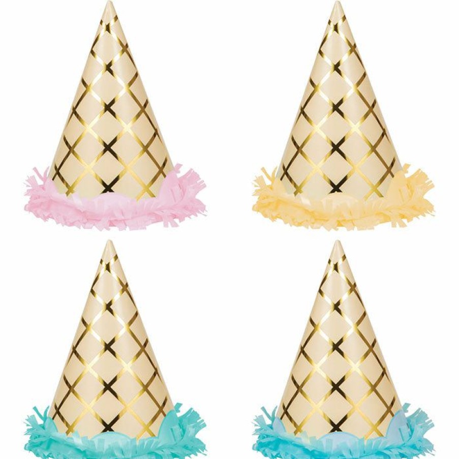 Birthdays * | Creative Converting Kids Birthday Party Themes Ice Cream Party Hat, Child'S, Foil Fringe 8Ct