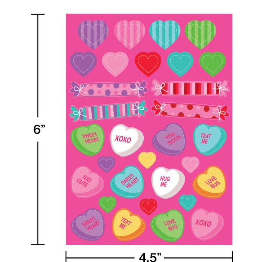 Holidays * | Creative Converting Valentine'S Day Party Decorations Hearts And Candies Stickers (48/Case)