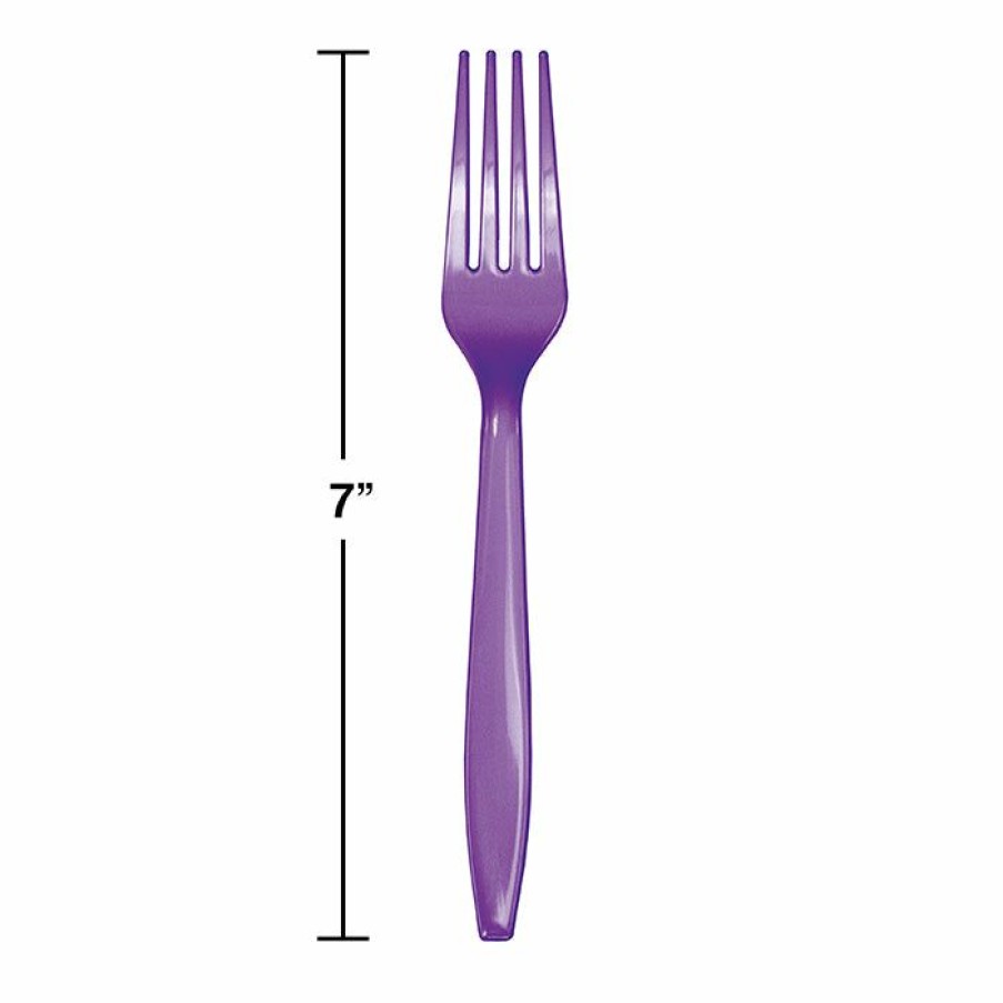 Solid Color Tableware * | Creative Converting Amethyst Purple Plastic Forks, 24 Ct Solid Color Tableware