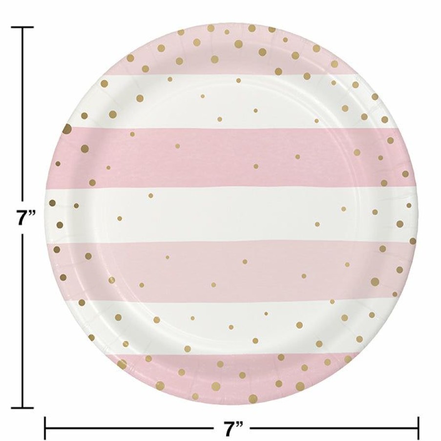 Birthdays * | Creative Converting Pink Gold Celebration Dessert Plate, Foil 8Ct