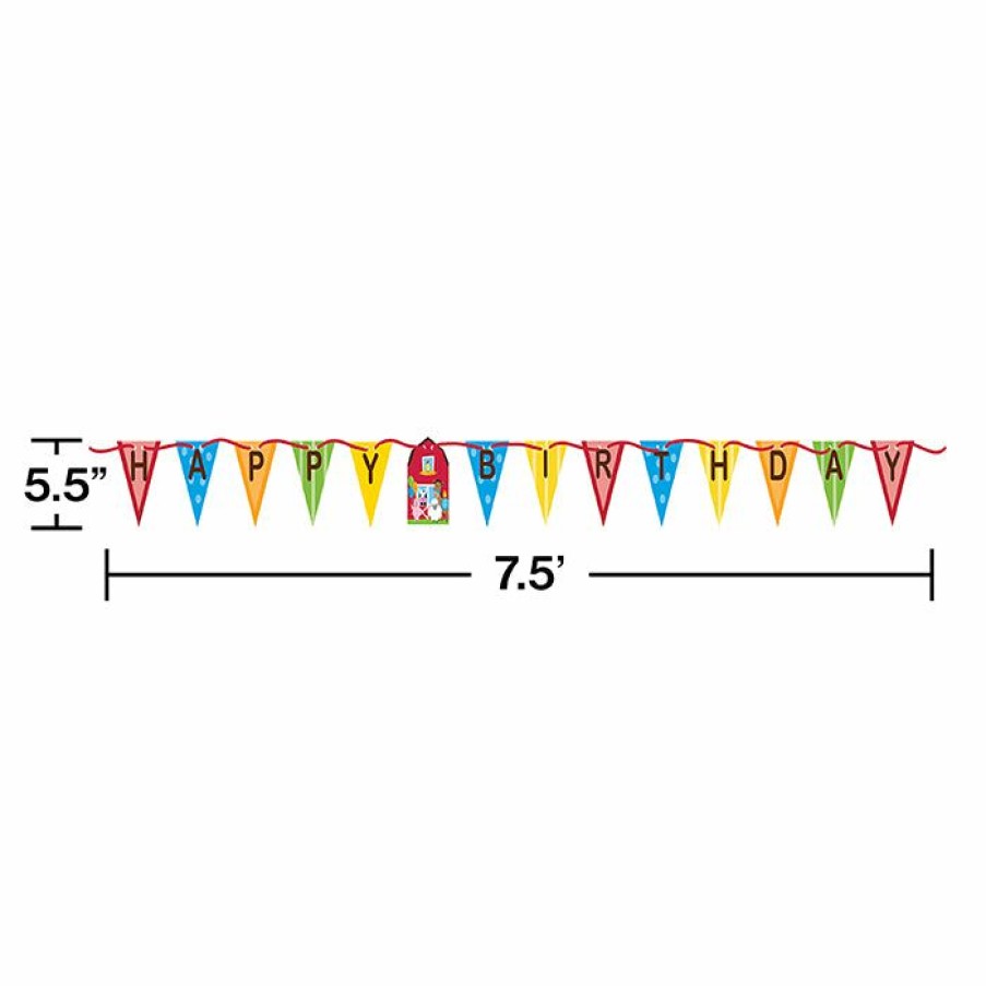 Birthdays * | Creative Converting Kids Birthday Party Themes Farm Fun Ribbon Banner