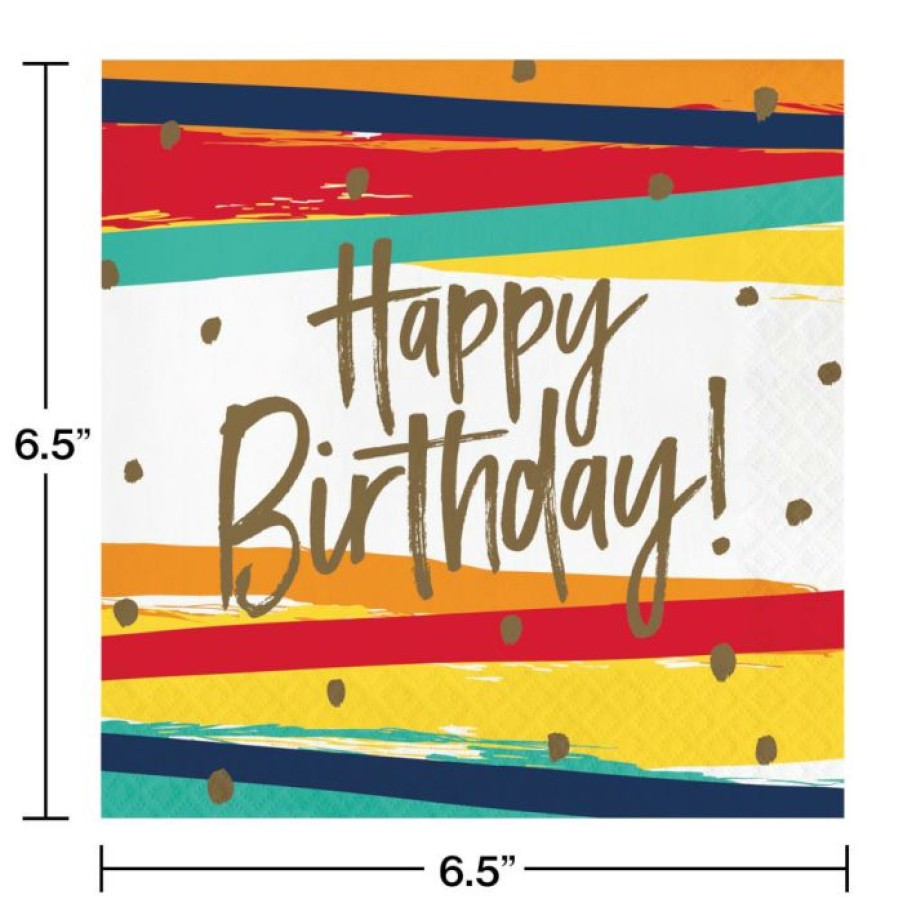 Birthdays * | Creative Converting Birthday Stripes Luncheon Napkin 16Ct