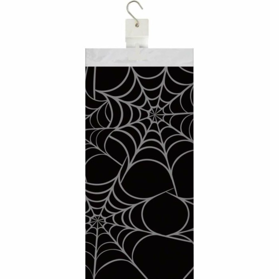 Holidays * | Creative Converting Silver Web Plastic Table Cover Halloween Party Supplies