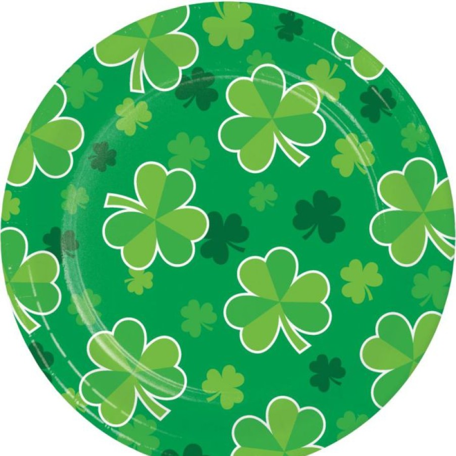 Holidays * | Creative Converting St. Patrick'S Day Party Decorations Irish Clover Dessert Plate, Shamrock Toss (8/Pkg)