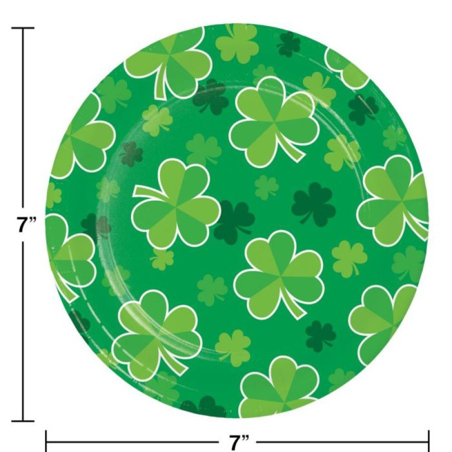 Holidays * | Creative Converting St. Patrick'S Day Party Decorations Irish Clover Dessert Plate, Shamrock Toss (8/Pkg)