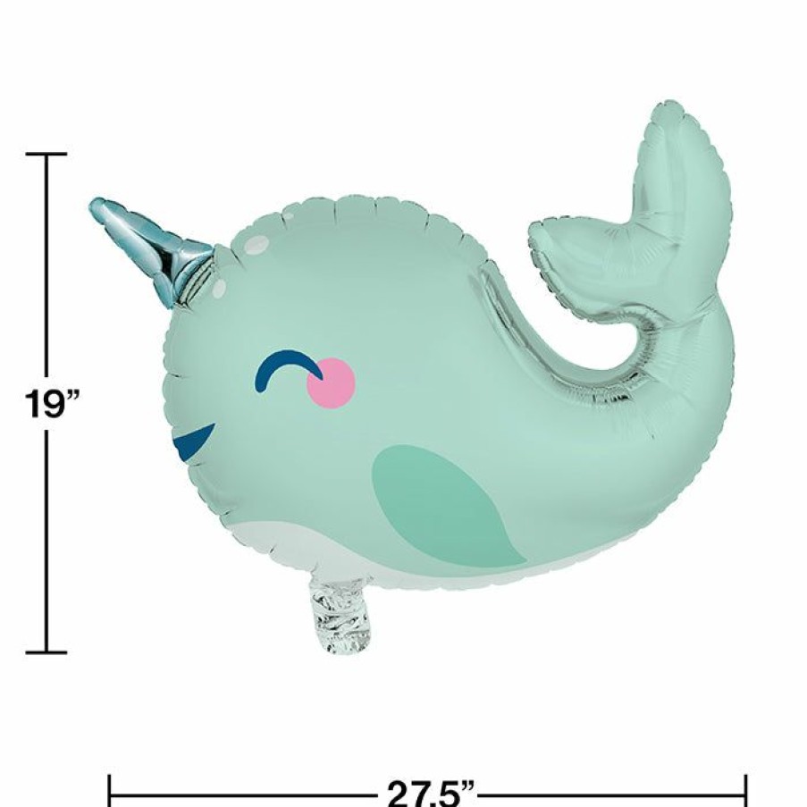 Birthdays * | Creative Converting Kids Birthday Party Themes Narwhal Party Metallic Balloon 27.5 X19