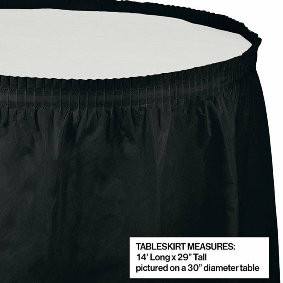 Solid Color Tableware * | Creative Converting Black Velvet Plastic Tableskirt, 21.5 X 29 Solid Color Tableware