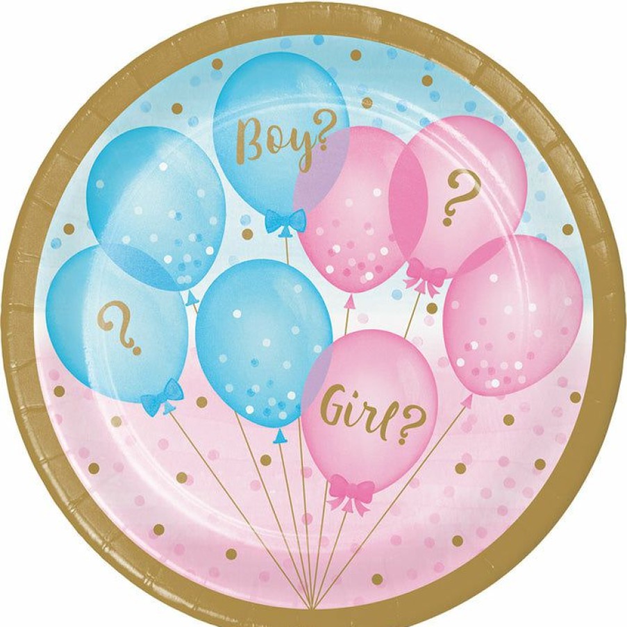 Baby Showers * | Creative Converting Gender Reveal Balloons Dessert Plates, 8 Ct