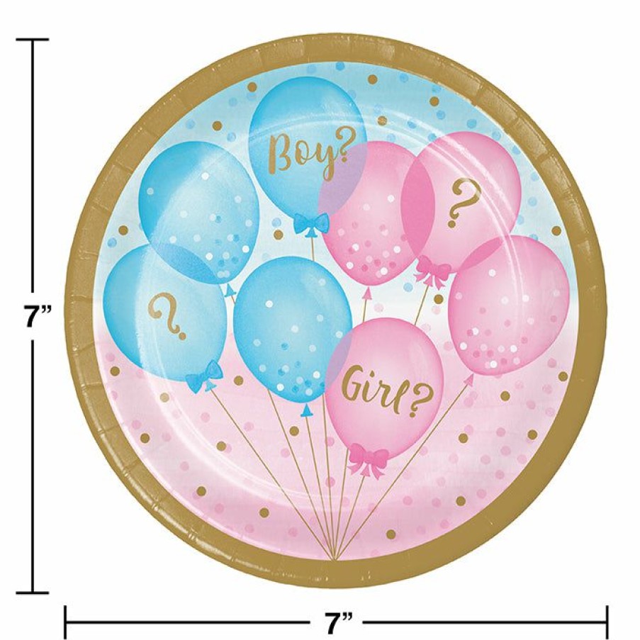 Baby Showers * | Creative Converting Gender Reveal Balloons Dessert Plates, 8 Ct