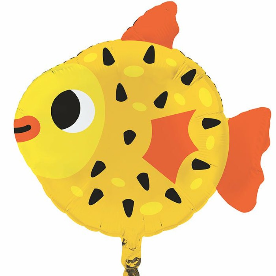 Birthdays * | Creative Converting Ocean Celebration Metallic Balloon Pufferfish Shaped Kids Birthday Party Themes