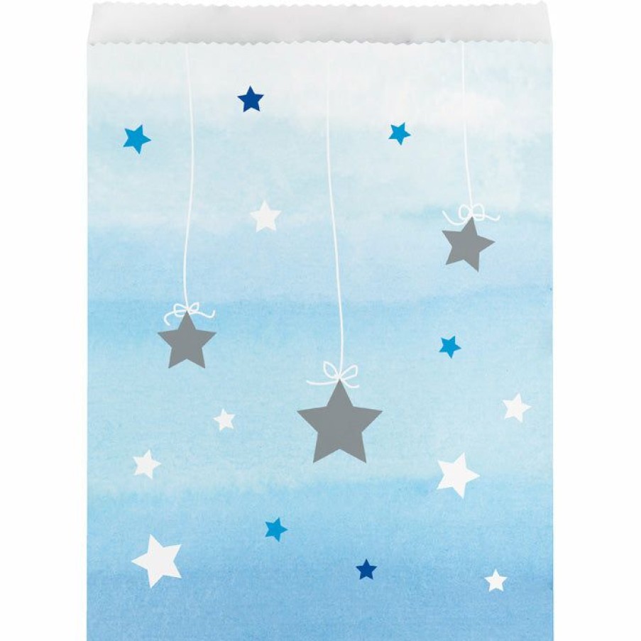 Birthdays * | Creative Converting One Little Star Boy Paper Treat Bag Large (120/Case) 1St Birthday Party Themes