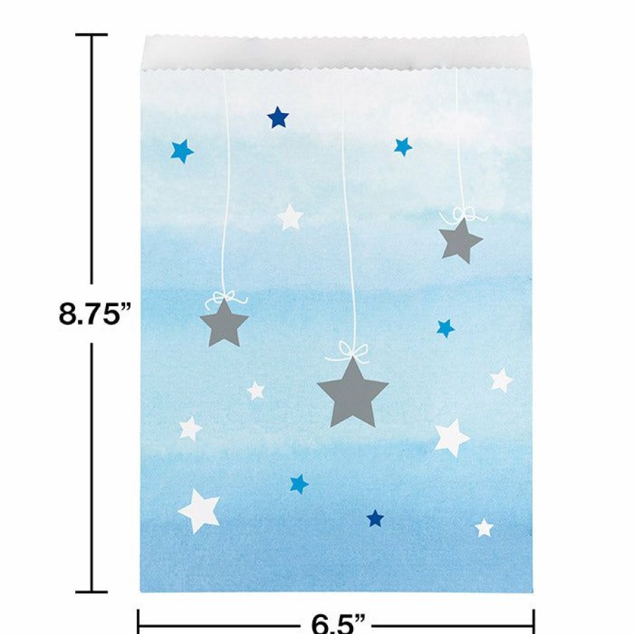 Birthdays * | Creative Converting One Little Star Boy Paper Treat Bag Large (120/Case) 1St Birthday Party Themes