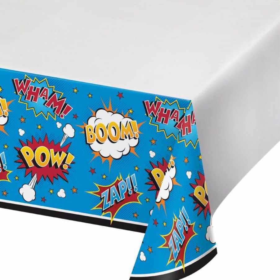 Birthdays * | Creative Converting Superhero Slogans Plastic Tablecover 48 X 88