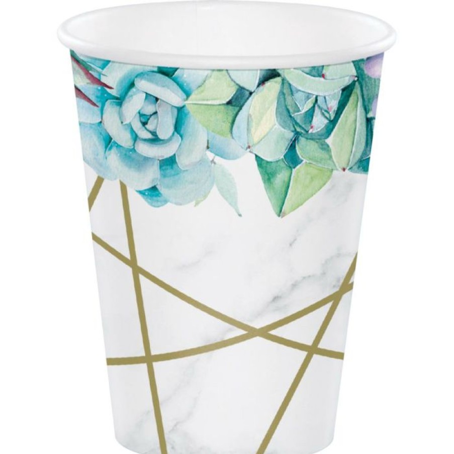 Themed Tableware * | Creative Converting Themed Tableware Geometric Succulents Hot/Cold Cup 12Oz. (8/Pkg)