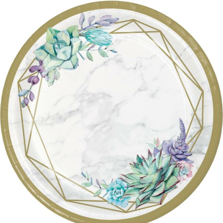 Themed Tableware * | Creative Converting Themed Tableware Geometric Succulents Banquet Plate (8/Pkg)