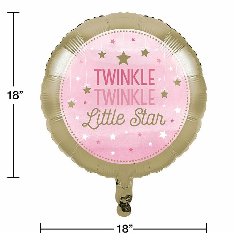 Birthdays * | Creative Converting One Little Star Girl Metallic Balloon 18