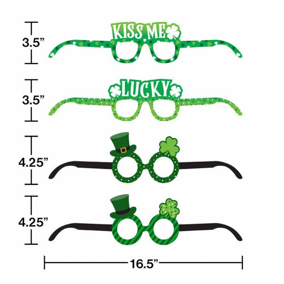 Holidays * | Creative Converting St. Patrick'S Day Assorted Paper Eyeglasses, Pack Of 4 St. Patrick'S Day Party Decorations