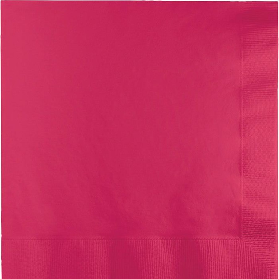 Solid Color Tableware * | Creative Converting Hot Magenta Dinner Napkins 3Ply 1/4Fld, 25 Ct Solid Color Tableware