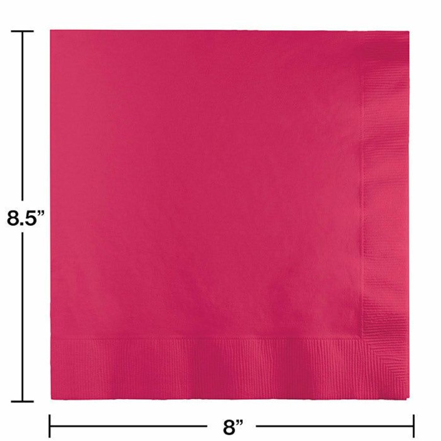 Solid Color Tableware * | Creative Converting Hot Magenta Dinner Napkins 3Ply 1/4Fld, 25 Ct Solid Color Tableware