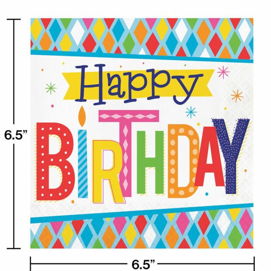 Birthdays * | Creative Converting Bright Birthday Napkins, 16 Ct