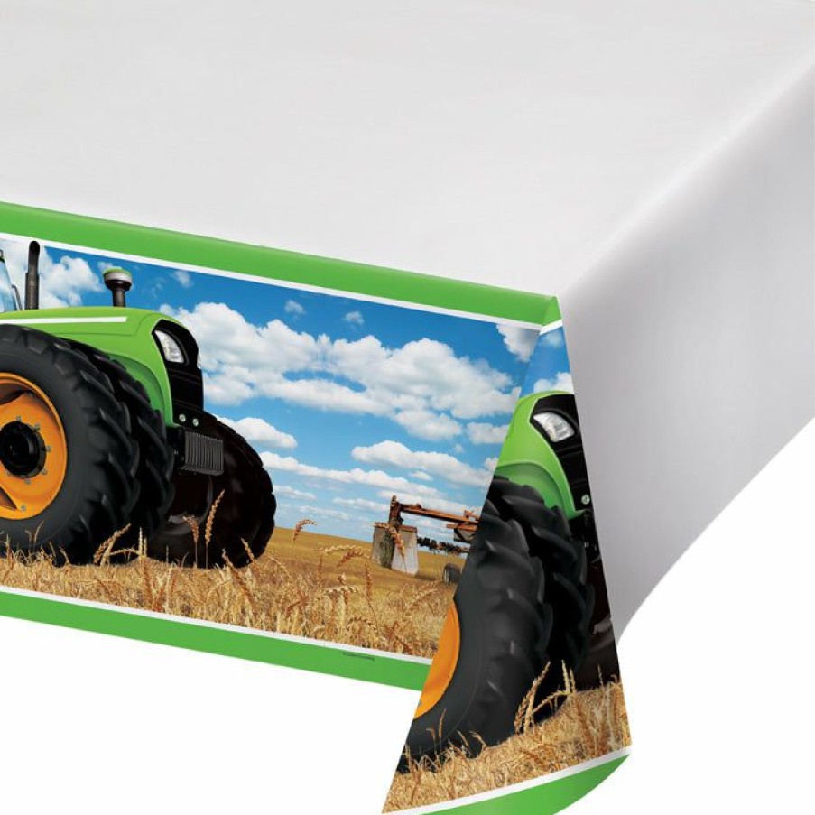 Birthdays * | Creative Converting Tractor Time Plastic Tablecover Border, 54 X 102 Kids Birthday Party Themes