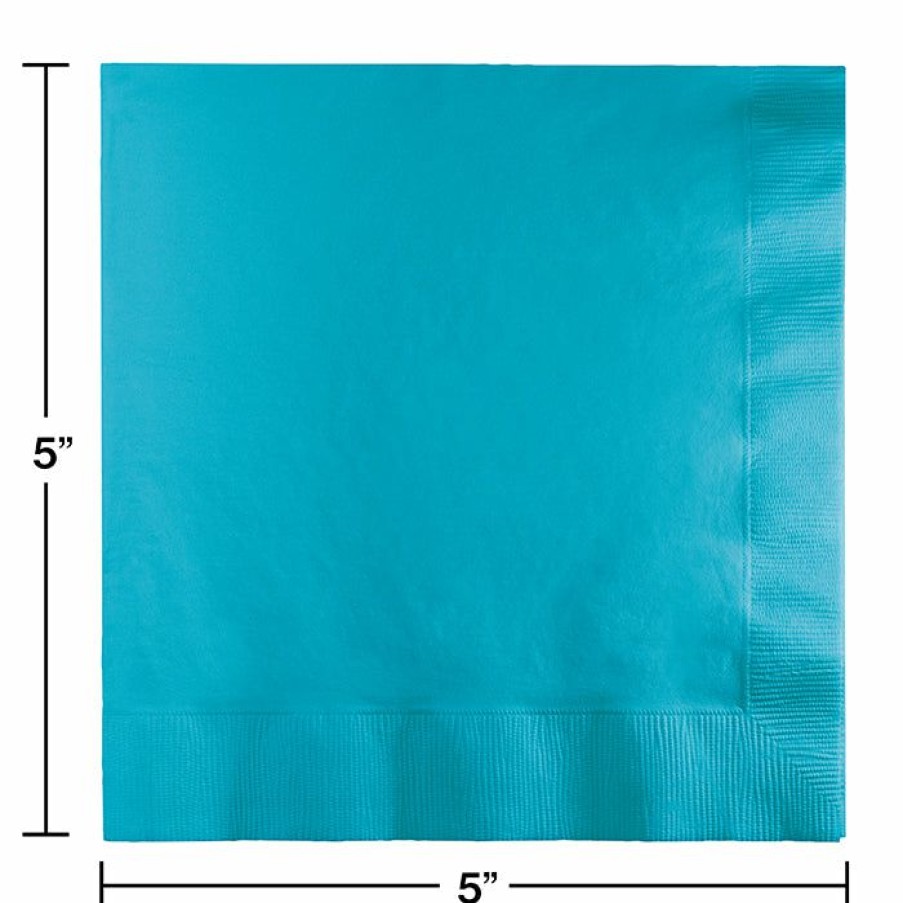 Solid Color Tableware * | Creative Converting Solid Color Tableware Bermuda Blue Beverage Napkins, 20 Ct