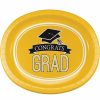 Graduation Party Supplies * | Creative Converting Graduation School Spirit Yellow Oval Platters, 10 X 12 , 8 Ct